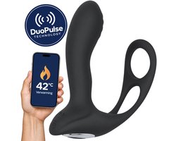 MyFantasy Prostaat Stimulator met Cockring – 42°C – Bestuurbaar met Nederlandse App – Prostaat Vibrator – Sex Toys voor Mannen & Koppels - Anaal Vibrator - Anale Speeltjes voor Mannen - Kamasutra Seksspeeltjes - Vibrerende Buttplug Dildo - Zwart