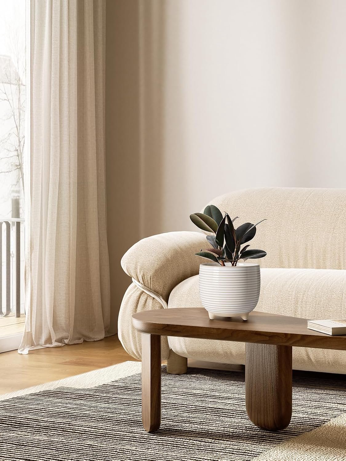 Keramische Bloempotten op Poten Set van 2, 12,5 en 16 cm, met Afwateringsgat, voor Tafel, Plank en Thuis Kantoor — cadeau in Wonen & Interieur - foto 4