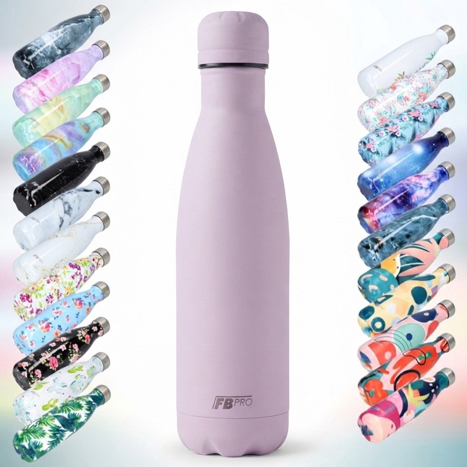 FBFS116, Thermosfles, Drinkfles, Waterfles - Modern & Slank Design - Licht lila - 500ml