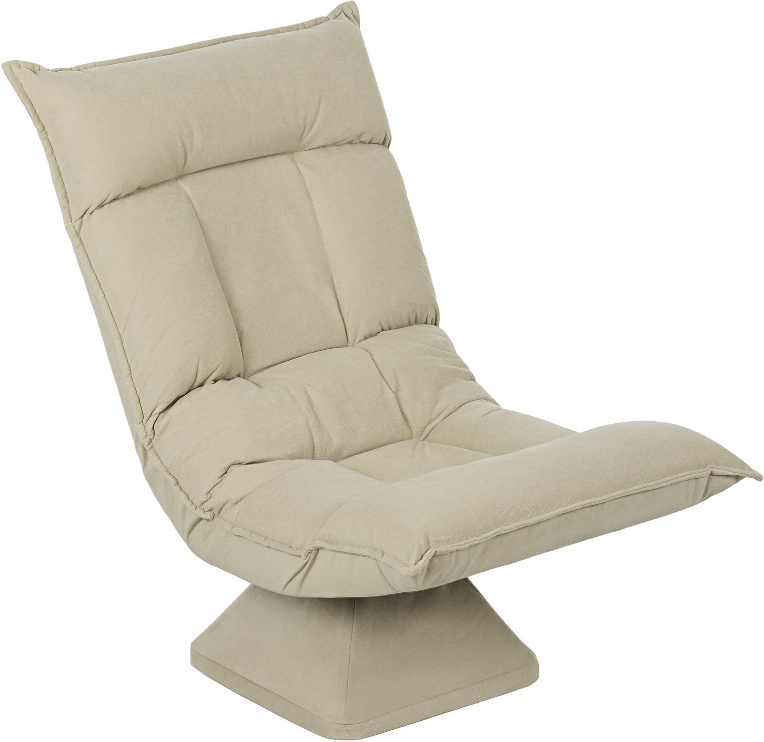 Opklapbare vloerstoel 360 graden draaibaar - fauteuil - rugleuning 5 standen verstelbaar - beige - 70x62x95cm