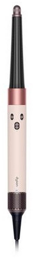 Dyson multistyler in roze en koper met een langwerpig krulopzetstuk.