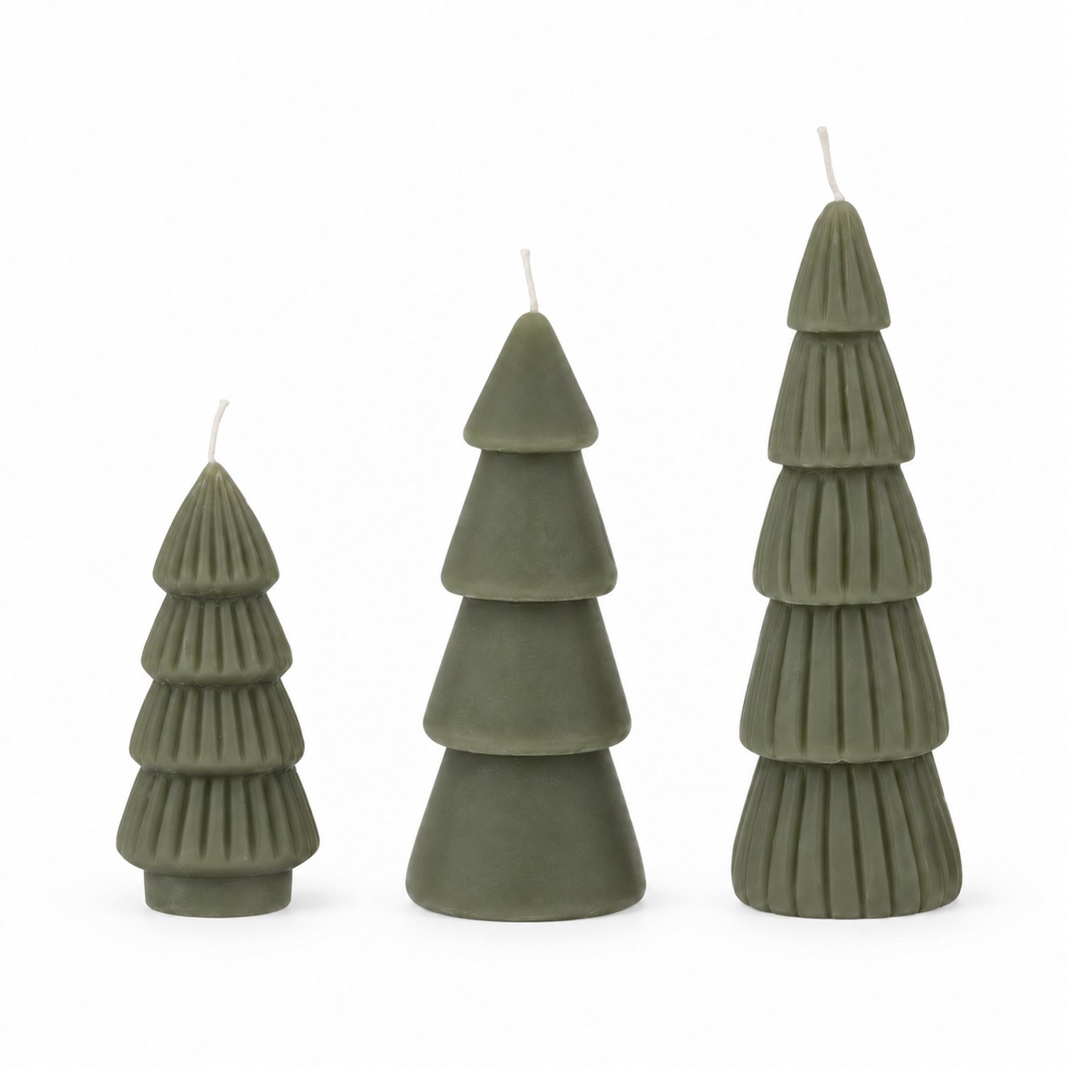 Home Society Kaarsen - Kerstboom - Set van 3 - Groen - 9, 12 en 15cm hoog