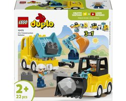 LEGO DUPLO 3-in-1 Bouwvoertuigen Educatief Speelgoed voor Kinderen vanaf 2 Jaar 10475