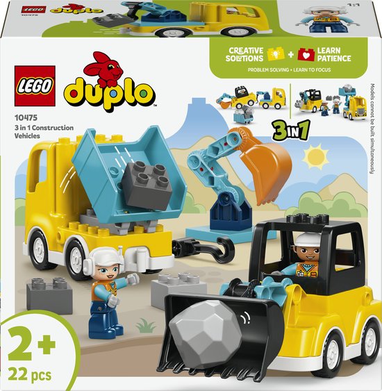 LEGO Duplo 10475 ombouwbare bouwset met werkvoertuigen, LEGO-cadeau-ideeën voor een kind van 4 jaar