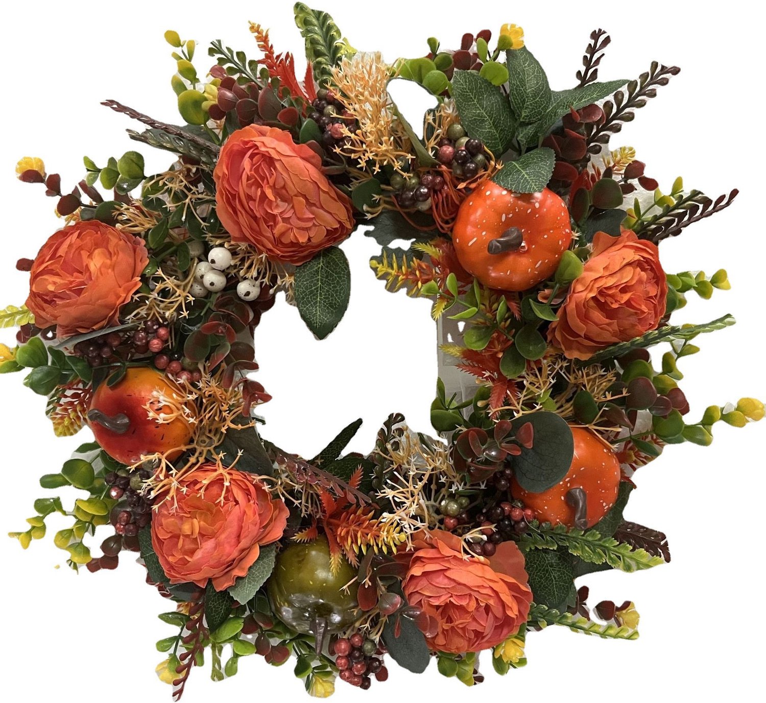 Gouden Pompoen Krans - Kunstbloemen Krans - Herfst Decoratie voor Voordeur - Oogstfeest Krans - 30cm