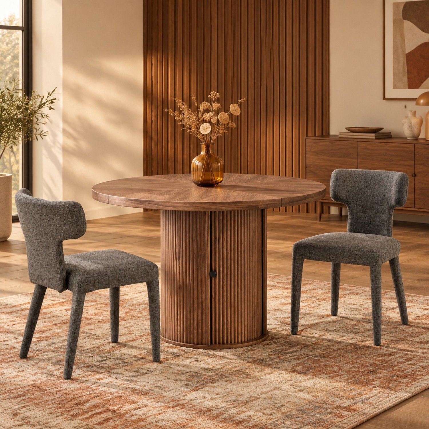 CHICFURN Eetkamerstoel set van 2 - Gewatteerd - Metalen vierpoot - Grijs