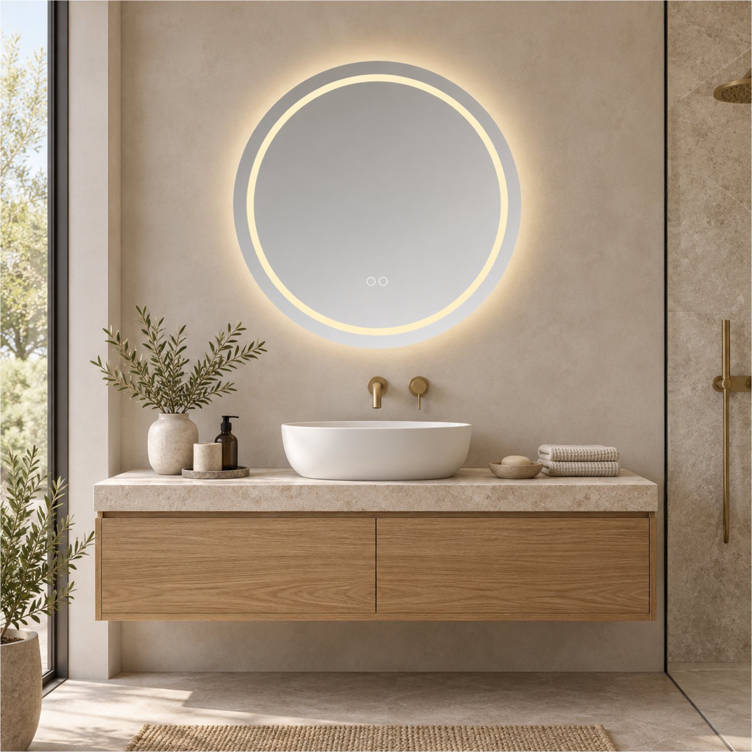 Lumora spiegel rond met LED, dimbaar en spiegelverwarming 60 cm