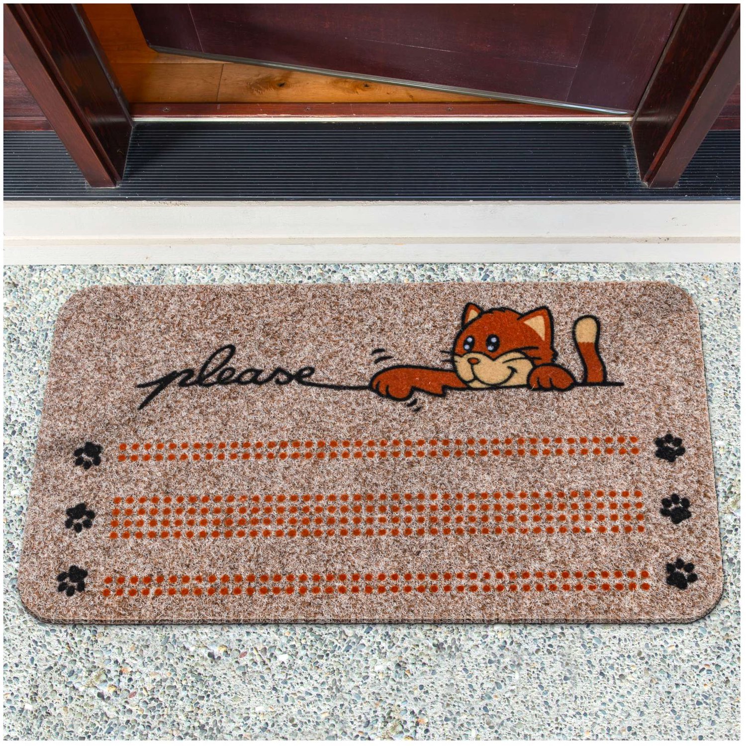 ANRO Kat Deurmat Bruin 40x70 cm - Antislip - 3D-effect
