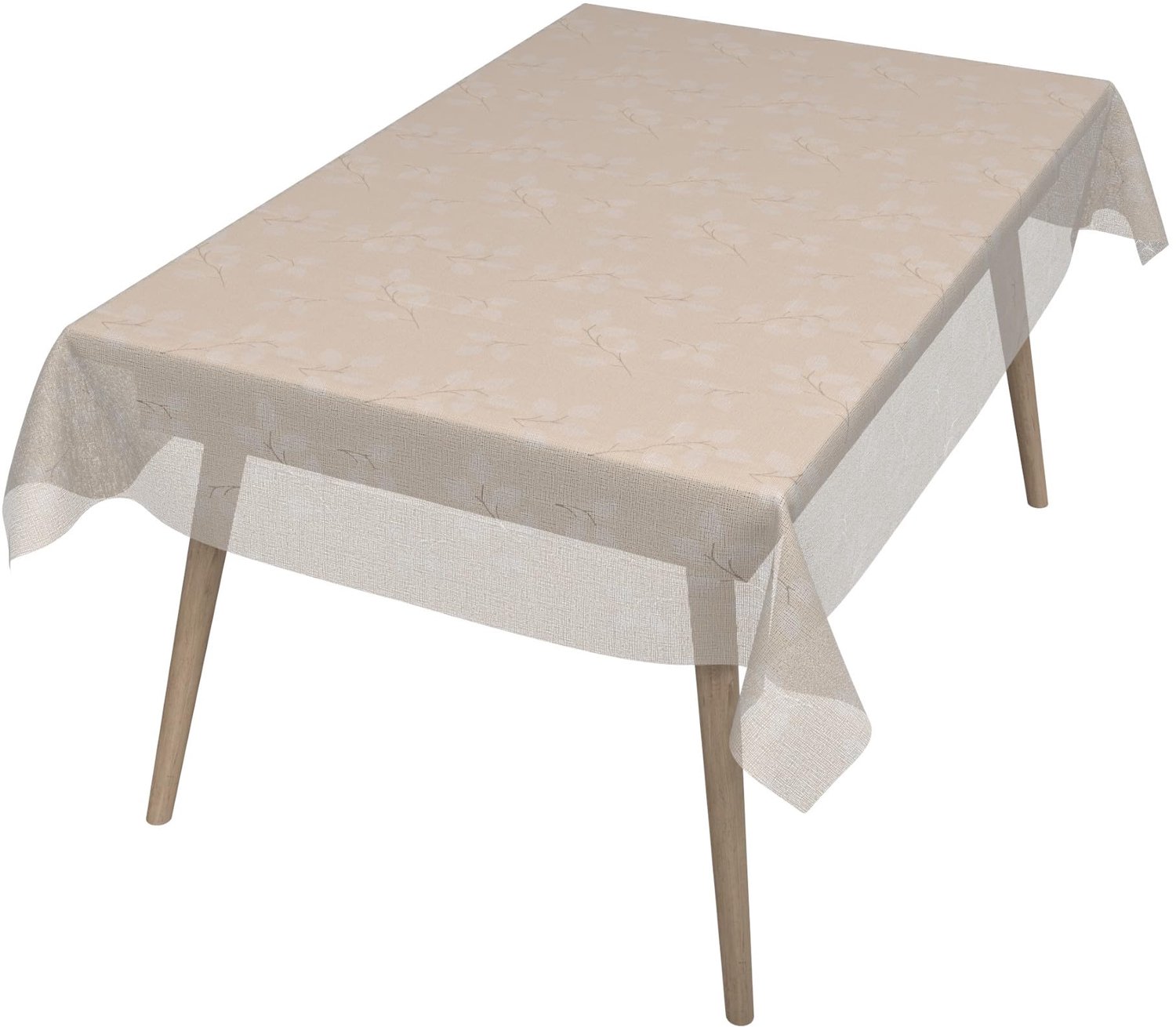 ANRO Tafelzeil op rol Kantlook Beige 138cm x 20m – Afwasbaar Tafelkleed Rechte rand Waterafstotend