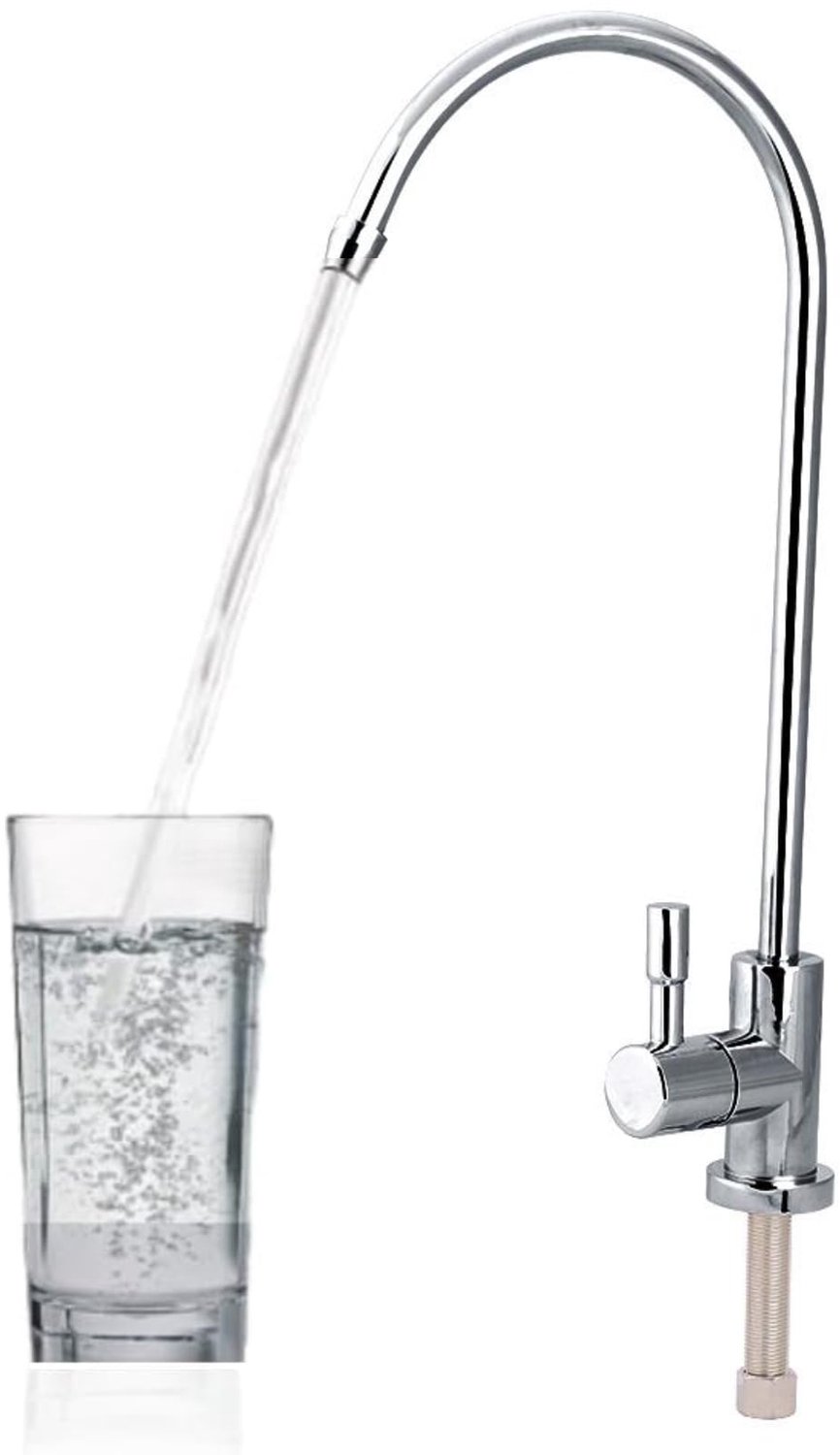 Drinkwaterfilterkap, 1/4 '' Zinklegering Aanrecht Kraan Kraan Chrome Omgekeerde Osmose Ro Drinkwaterfilter voor Drinkkeuken Gootsteen Koken