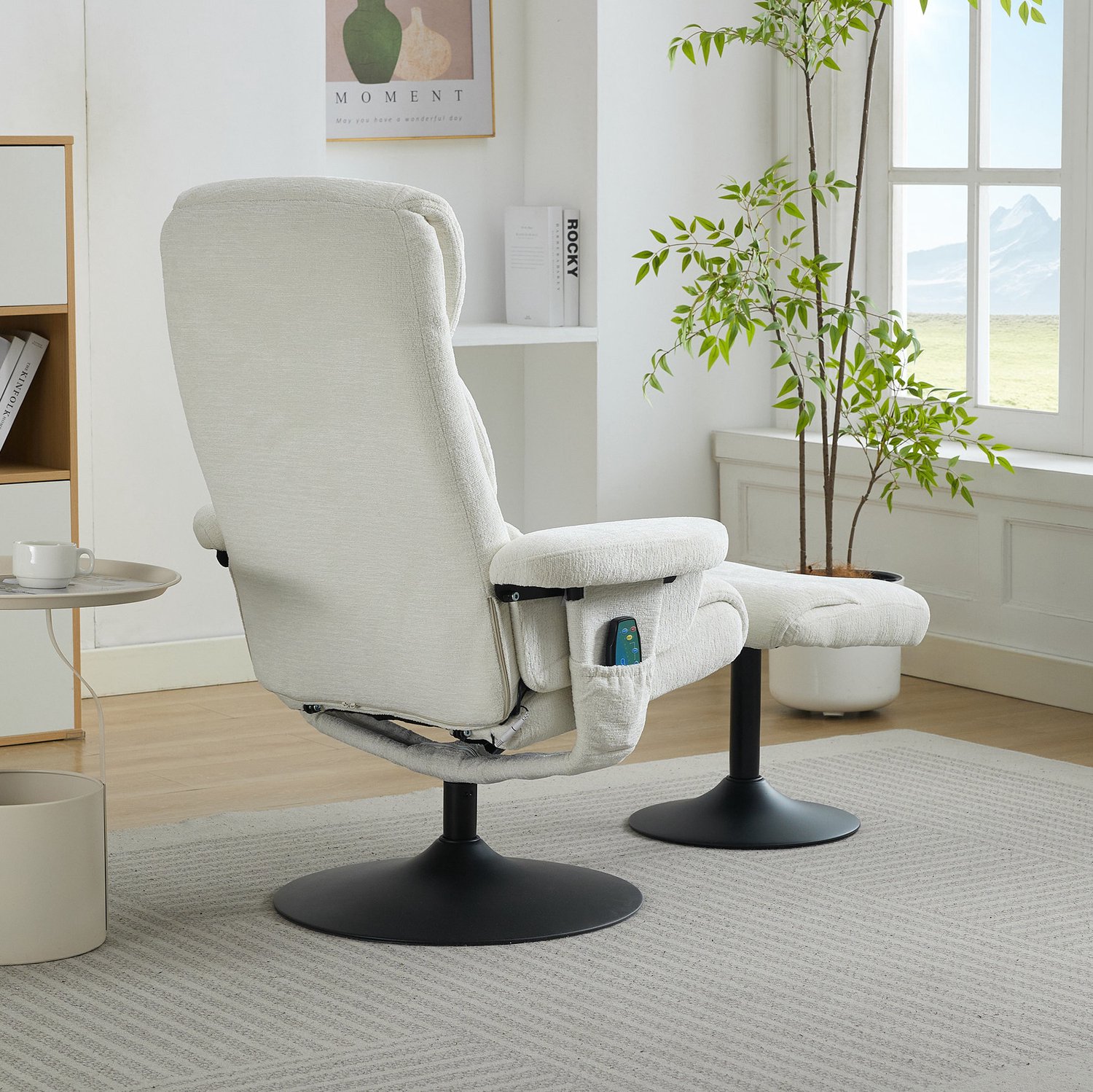 CHICFURN Massagestoel - 5-puntsmassage - Draaibaar met hocker - Wit