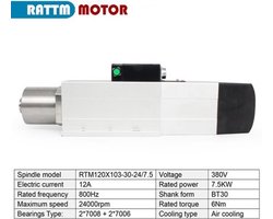 CNC Spilmotor With VFD 380V - 7.5 KW Vermogen - BT30 Luchtgekoeld - Voor Frezen En Graveren