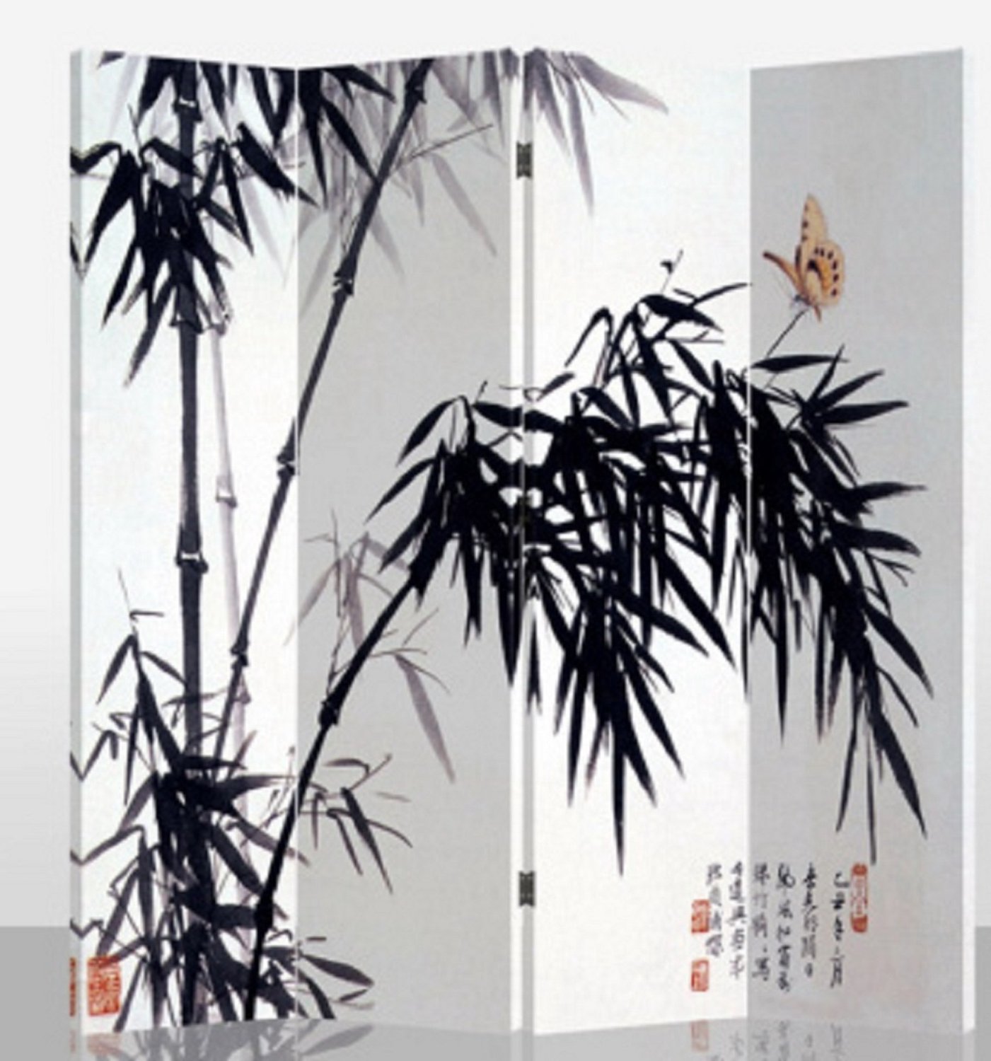 Fine Asianliving Kamerscherm Scheidingswand B160xH180cm 4 Panelen Bamboe Wit, Multicolour