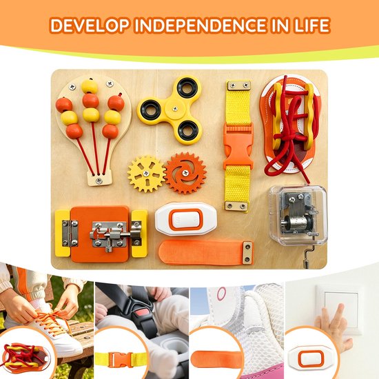 Montessori Busy Board – Houten Baby Speelgoed - Sensorisch en Motoriek Speelgoed voor Kinderen - Educatief Activiteitenbord — afbeelding 5