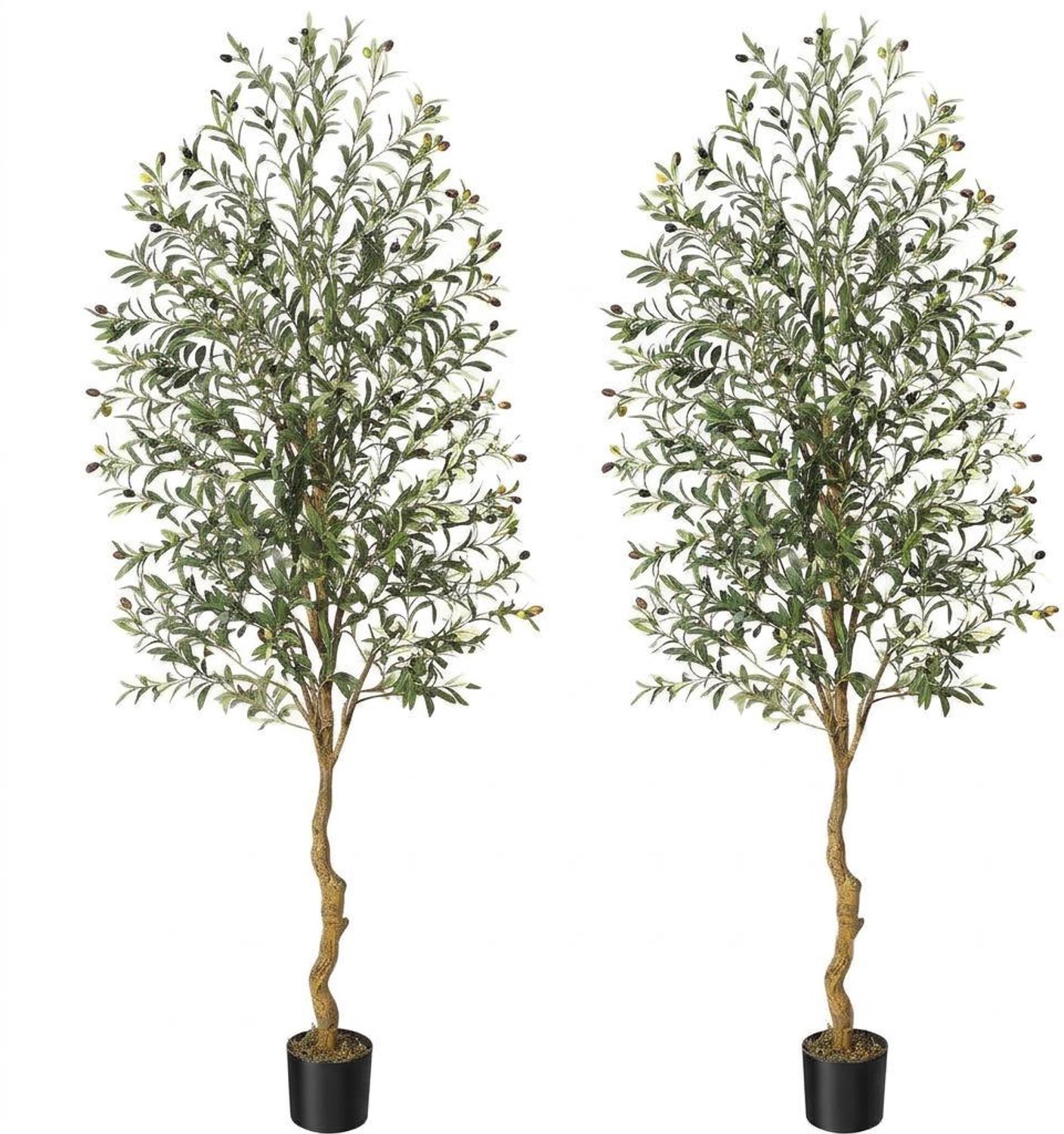 Triumpunpre Kunstmatige Olijfboom 180 cm Hoog, Nep Zijden Olijfbomen voor Decoratie in Huis, Kantoor en Woonkamer, Binnen Nep Potboom met Natuurlijke Houten Stam en Levensechte Vruchten Groen