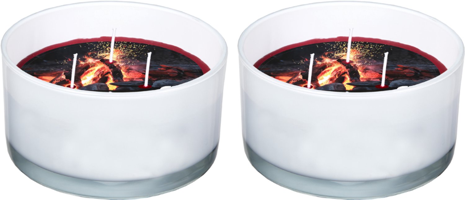 SPAAS Geurkaars 3-wiek - Fireside Warmth - Ø13.8cm - circa 28u - 2 kaarsen Wijnrood