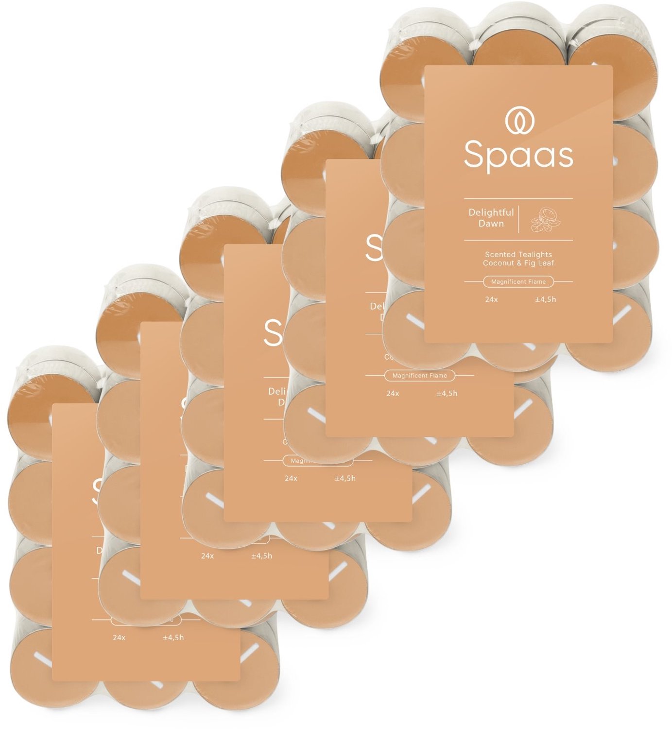 SPAAS Geurtheelichtjes - 120 kaarsen - Kokos en Vijgenblad - circa 4,5u - Delightful Dawn Oranje