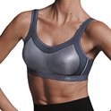 Antracietgrijze Anita Active sportbeha zonder beugel met voorgevormde meshcups en brede schouderbanden.