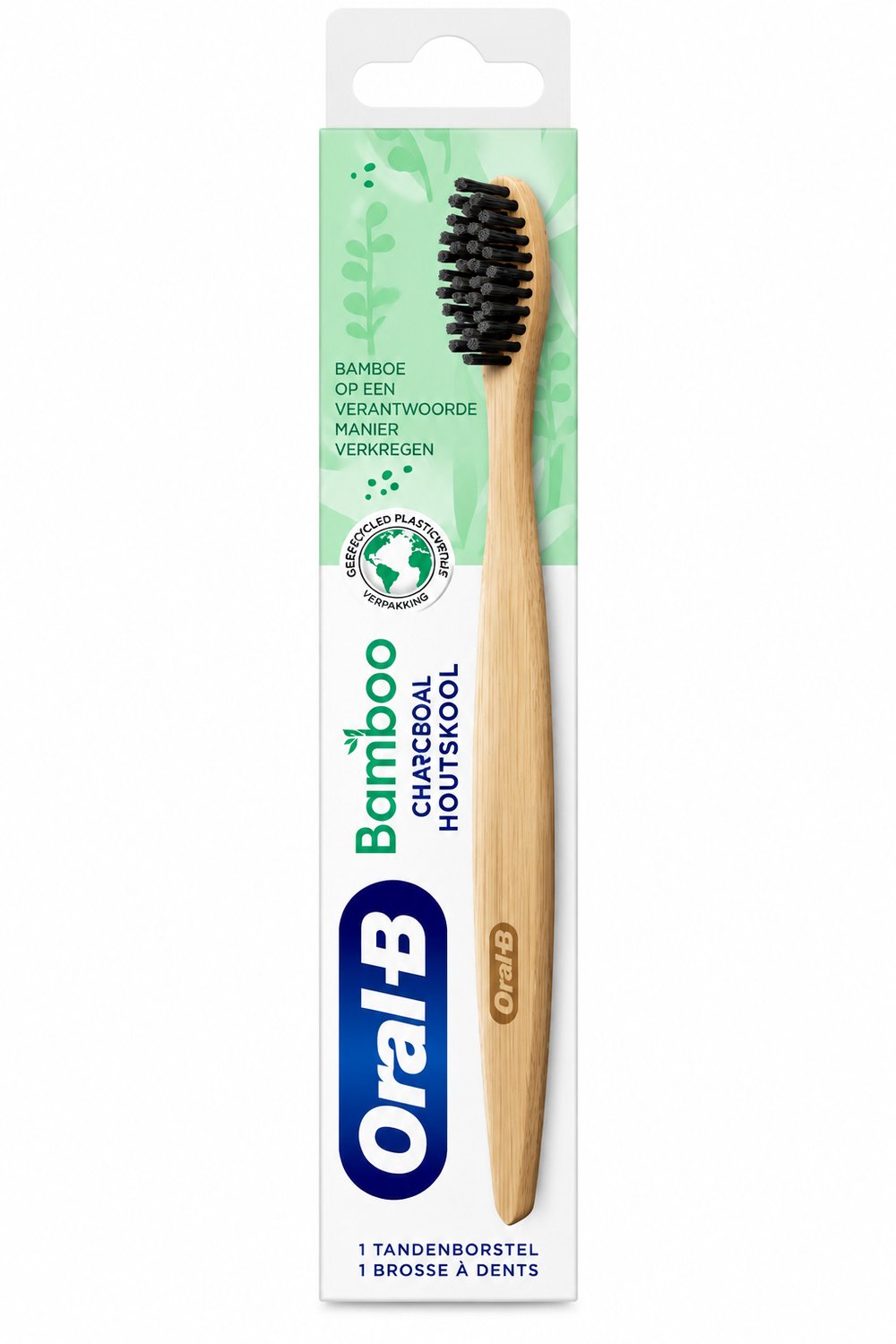 Oral-B Bamboo Charcoal Tandenborstel – Bamboe Handvat – Zwarte Borstelharen – 1 Stuk