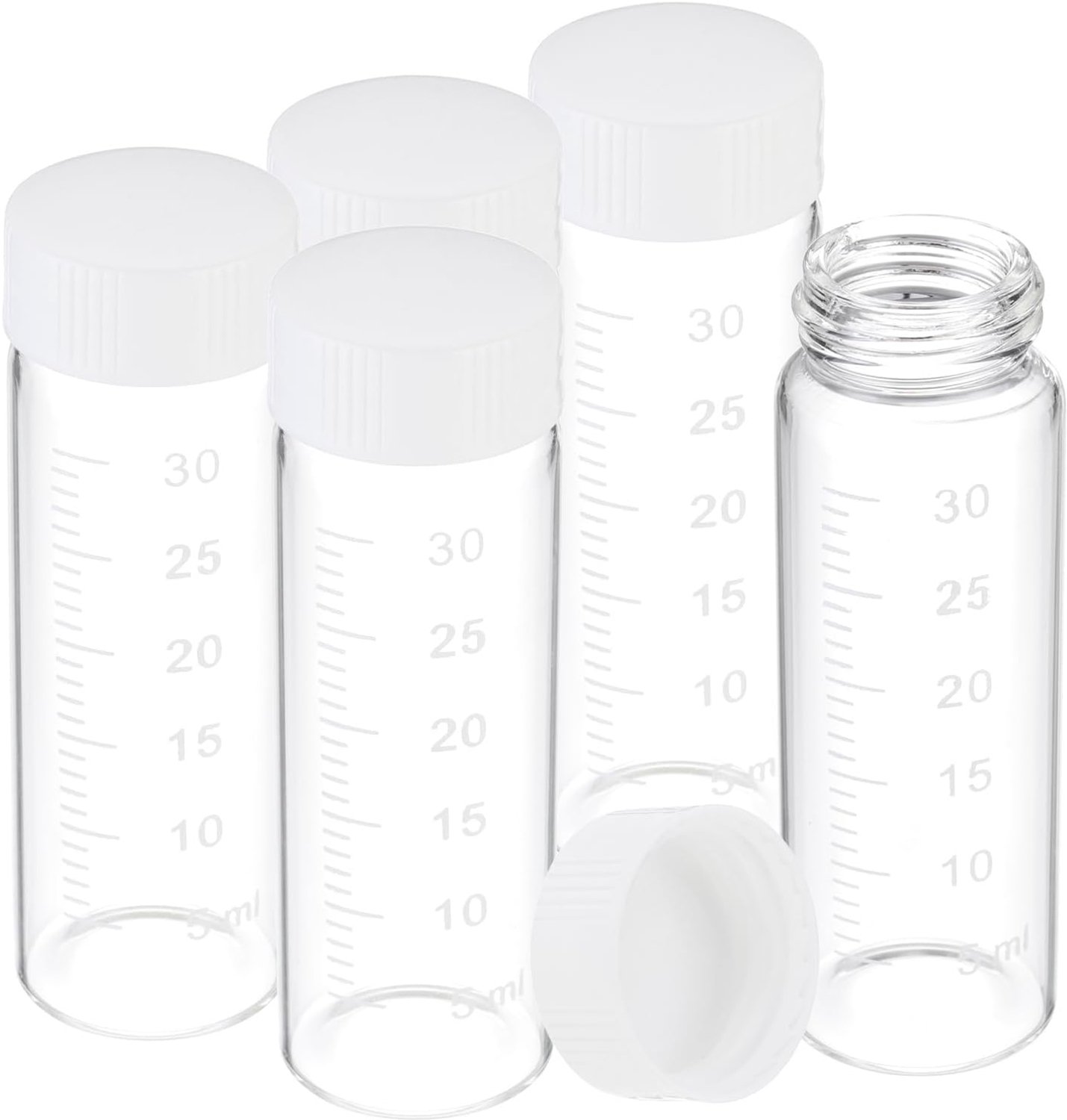 Glazen monsterflessen 30 ml - 5 stuks - Borosilicaatglas - Lekbestendig voor opslag - ServiceTopper