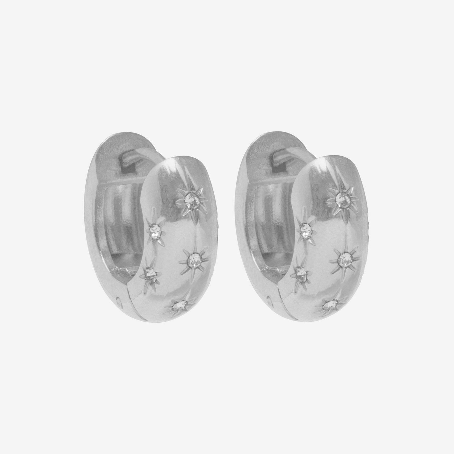 Essenza Stars Hoop Earrings Silver