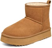 Homaxy - Dames Snowboots - suède Boots - Warme winterschoenen dames - Antislip dikke zool - Verdikte voering van imitatiewol - Kastanjebruin - 40 - Geschikt voor voetlengte van 25.40cm