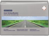 Grijze Holthaus Medical autoverbandtrommel met een afbeelding van een weg en een wit kruis op de klep.