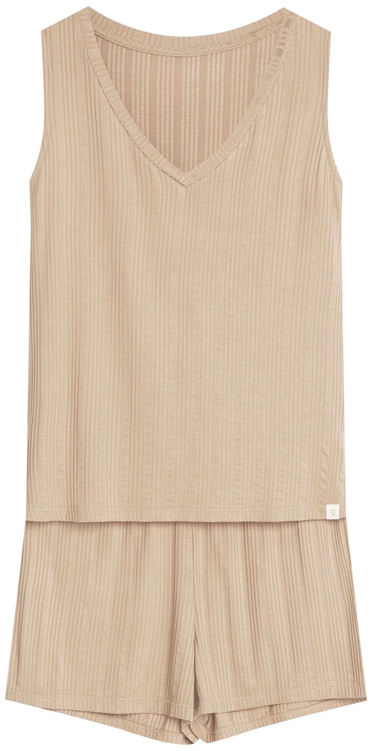 ESOTIQ Jenius 3 - Damespyjamaset - Mouwloze top - Lichtbeige