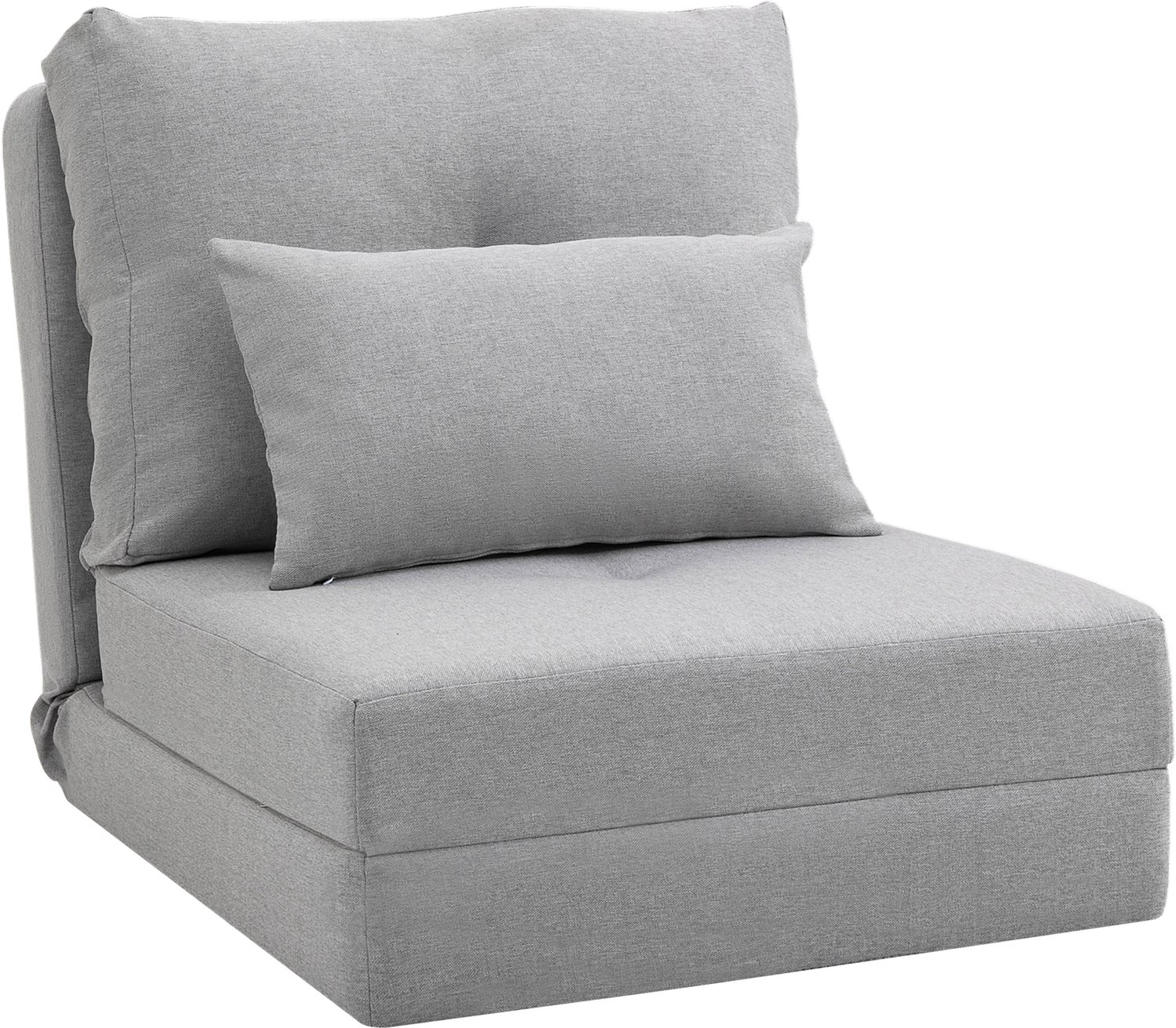 Homona Vloerfauteuil met slaapfunctie - Met in 5 standen verstelbare rugleuning en kussens - 60 x 80 x 56 cm - Grijs Lichtgrijs