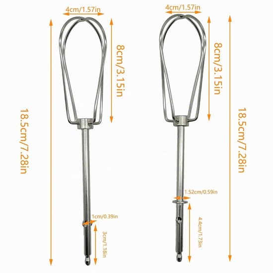Garde voor Handmixer - RVS - Set van 2 stuks - 4 Draadstaven - Keukenmachine Accessoire — afbeelding 3