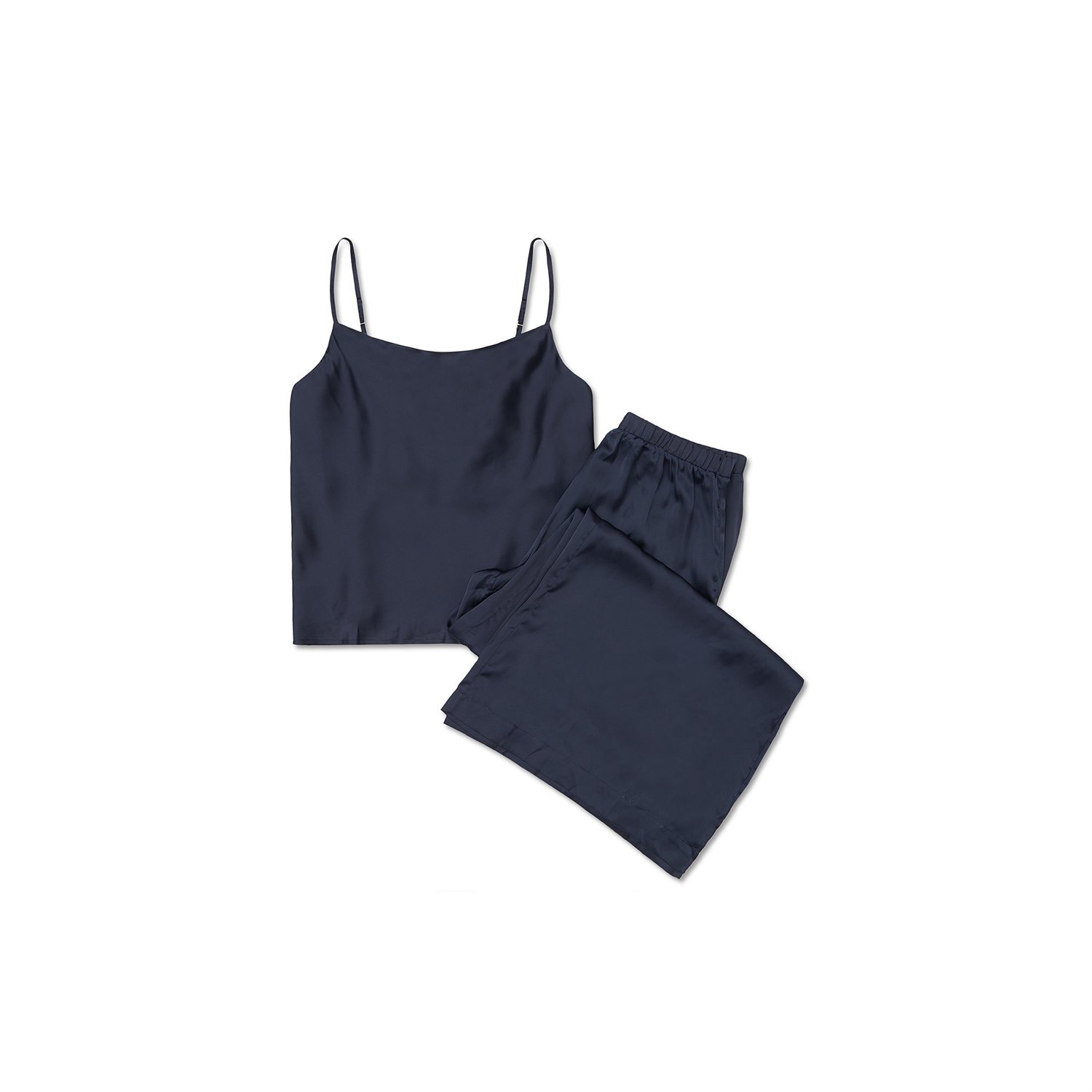 ESOTIQ Jayla - Damespyjamaset - Grafiet - Satijnen top - Extra wijde broek met zijsplitten