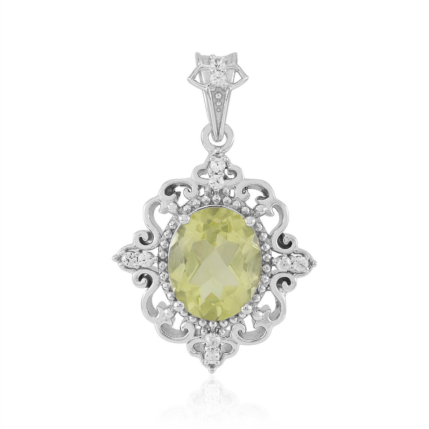 Ouro Verde-kwarts zilveren hanger, Braziliaans, 2,994 ct