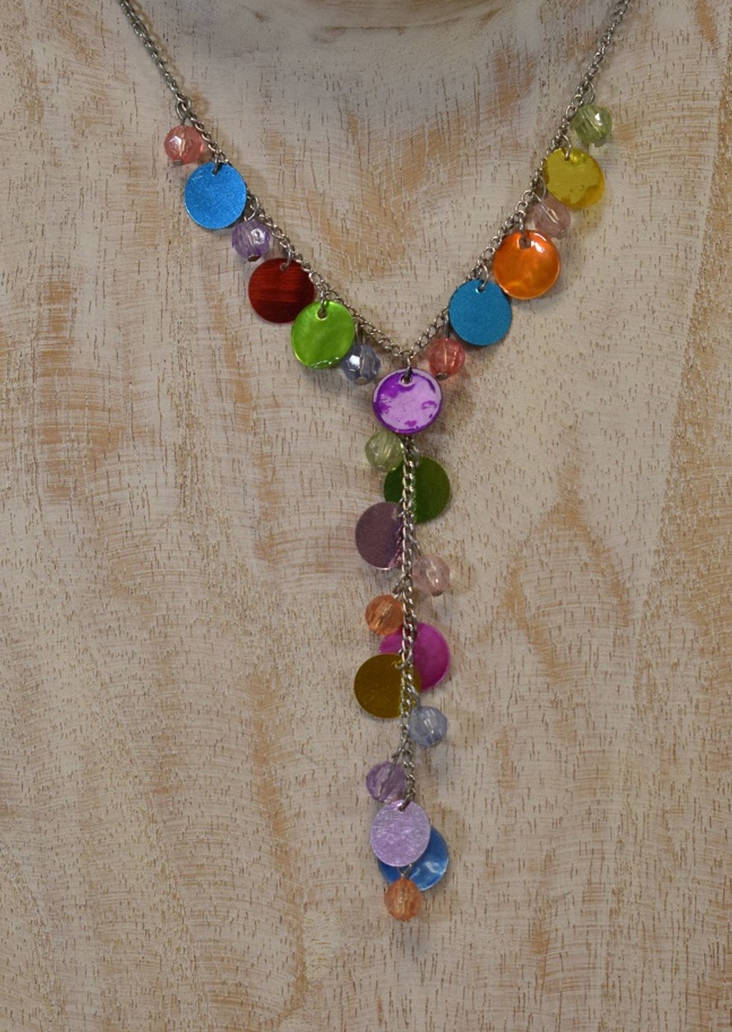ZoeZo Design - Ibiza - Boho - ketting - bruin - blauw - geel - roze - verzilverd - kralen - verstelbaar - L 30 cm enkel gemeten