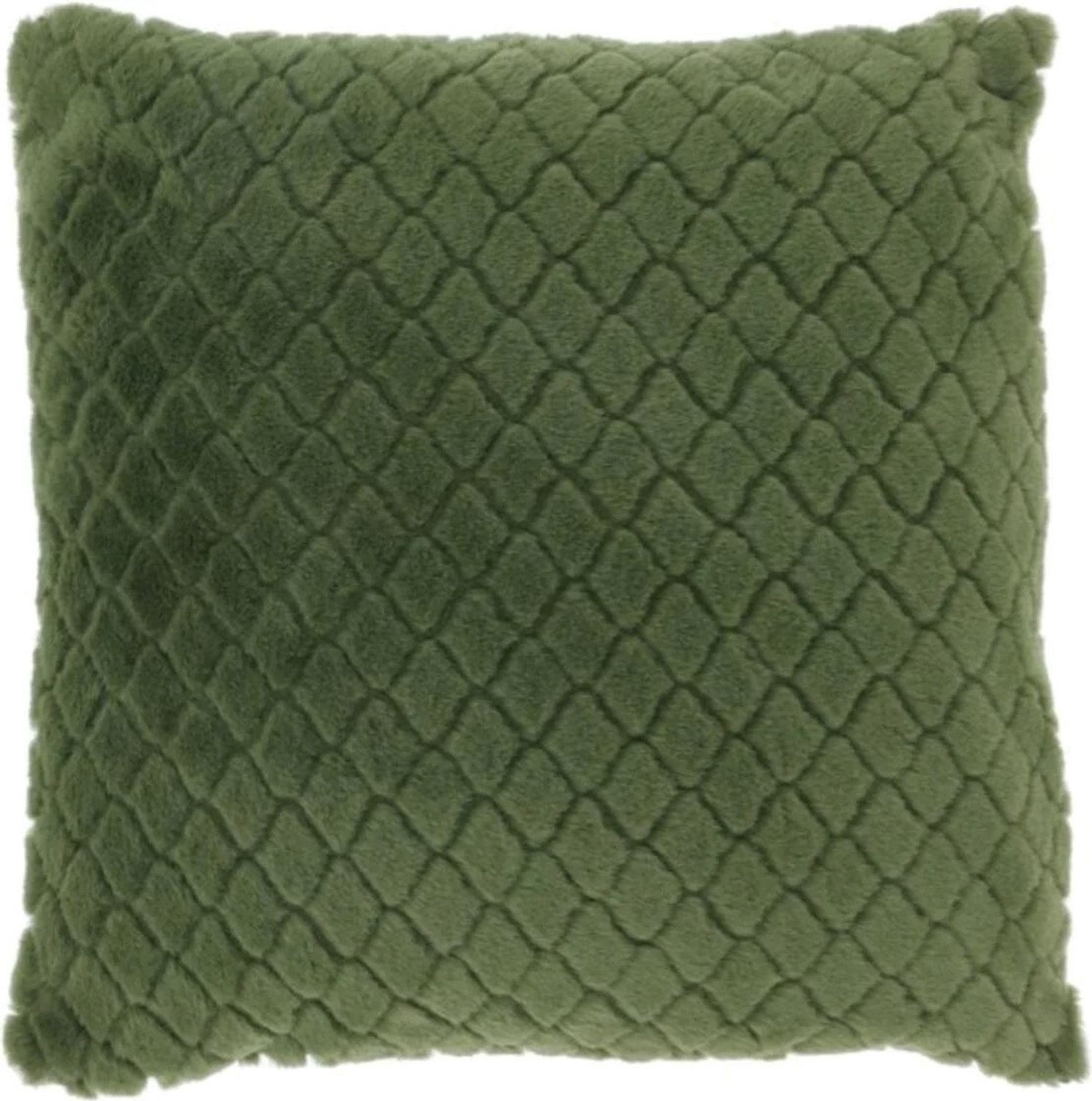 Unique Living Kussen Ayla - 45x45cm - Wintergroen - effen / uni groen geruit patroon