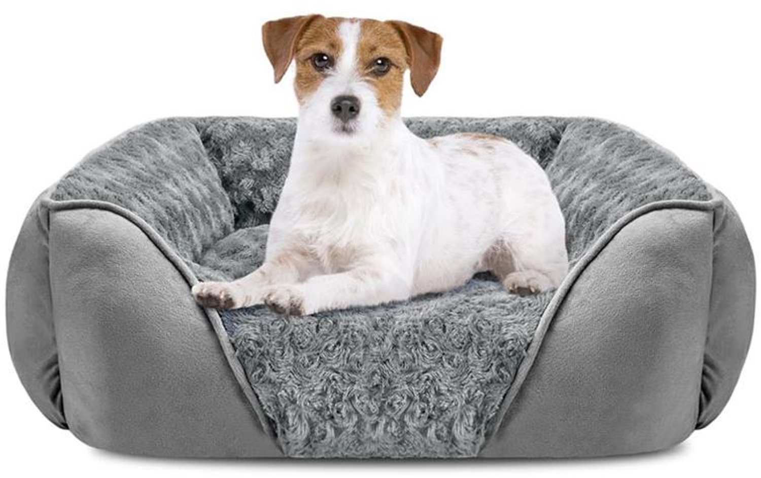 KZQ Hondenmand - Huisdiermand - Wasbaar - Pluche hondenmand - Antislip - 70x55x16 cm - Geschikt voor kleine honden - Grijs