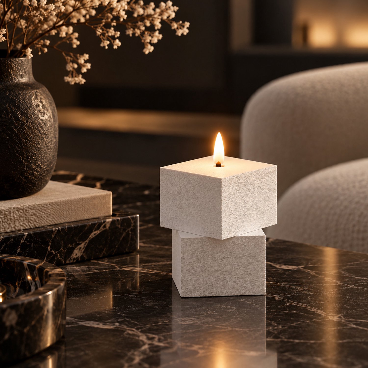Oplaadbare LED kaars structuur wit – Elektrische kaars met bewegende vlam & afstandsbediening – Dimbaar en timer – Tot 80 uur - usb opladen