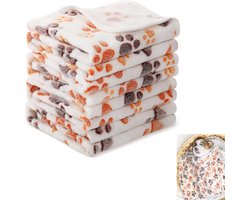 Hondendekens - Set van 4 - 40*60 cm - Huisdierdekens - Zacht - Warm - Te gebruiken op de bank, in het hondenbed, in de auto of op reis - Wasbaar - Herbruikbaar - Geschikt voor kleine dieren zoals puppy's en katten - Beige