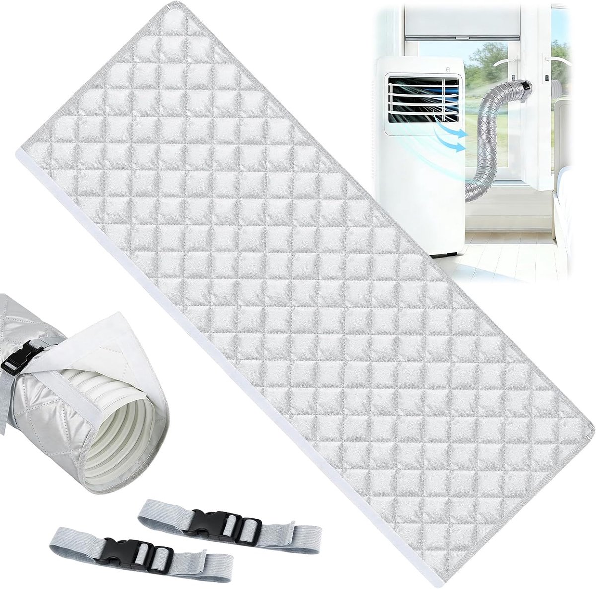Afvoerslang voor airconditioning, 150 x 58 cm, isolatie met anti-UV, slangafdekking voor mobiele airconditioners, AC-slangafdekking voor kanaalventilatie met een diameter van 12,7 - 15 cm (1 set)