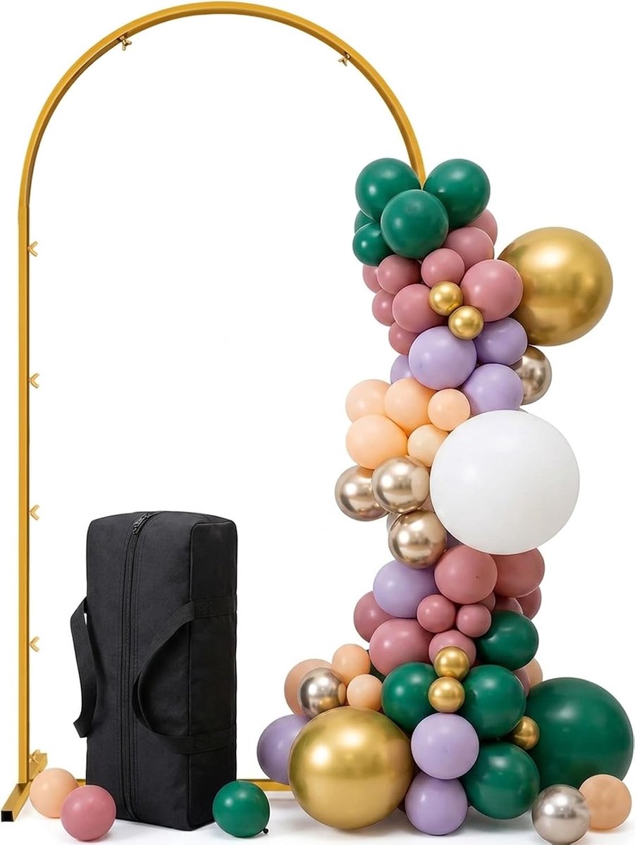 1,8 x 0,8 m bruiloftsboog-achtergrondstandaard, gouden metalen boog-achtergrondstandaard met opbergtas voor huwelijksceremonie, verjaardagsfeest, bruidsdouche, fotobox, tuin