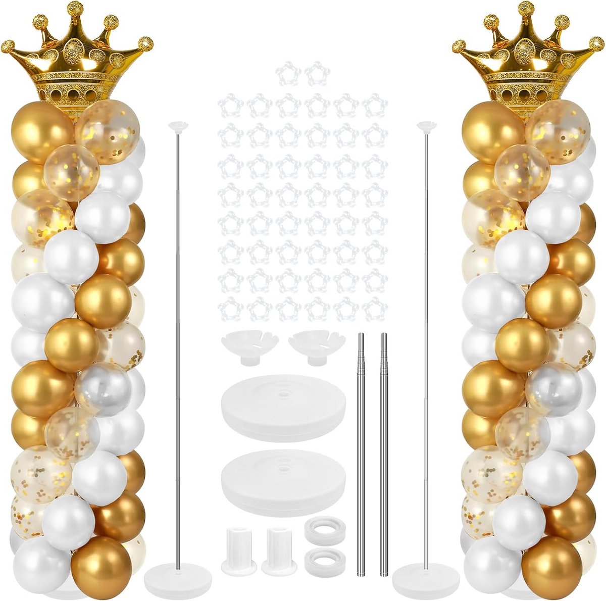 Set van 2 stuks, verstelbaar, 40 cm - 2 m, ballontoren, herbruikbare ballonstandaard, metaal, voor verjaardag, bruiloft, babyshower, afstudeerfeest, decoratie