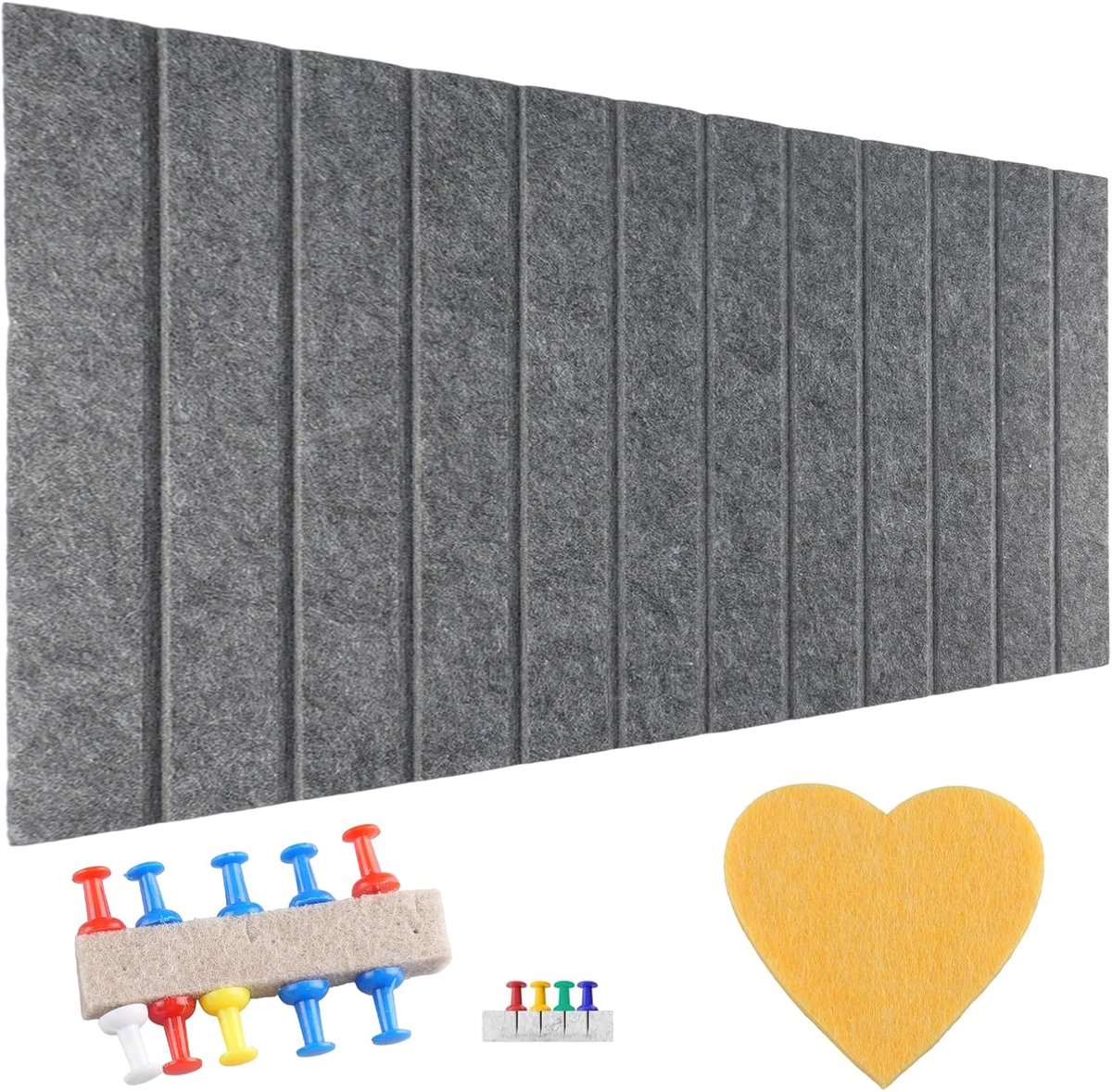 Kurkborden voor muren notitieborden 120 x 80 cm, donkergrijs prikbord met 40 pushpins voor thuiskantoor, keuken, muurdecoratie