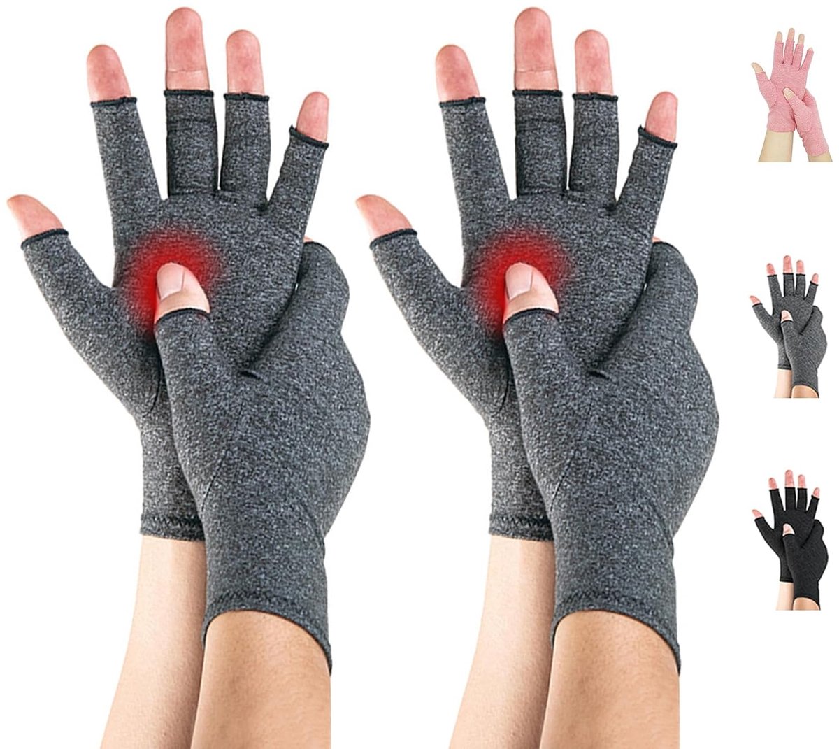 Handschoenen 2 paar vingerloze compressiehandschoenen voor vrouwen en mannen Handondersteuning Ziekte van Raynaud Verlichting Ademend Autorijden Keukenwerk Dagelijks