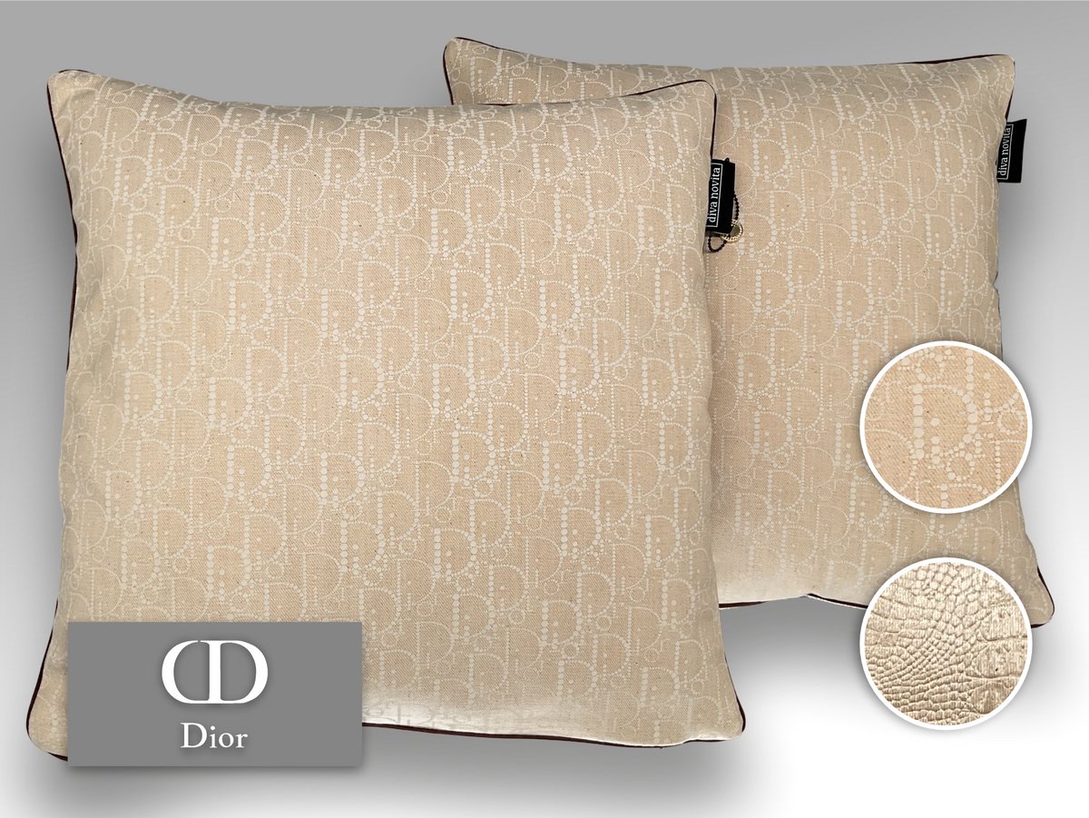 Dior Paris - Kwaliteits sierkussen gemaakt van originele Dior stof - Denim & Golden Velvet