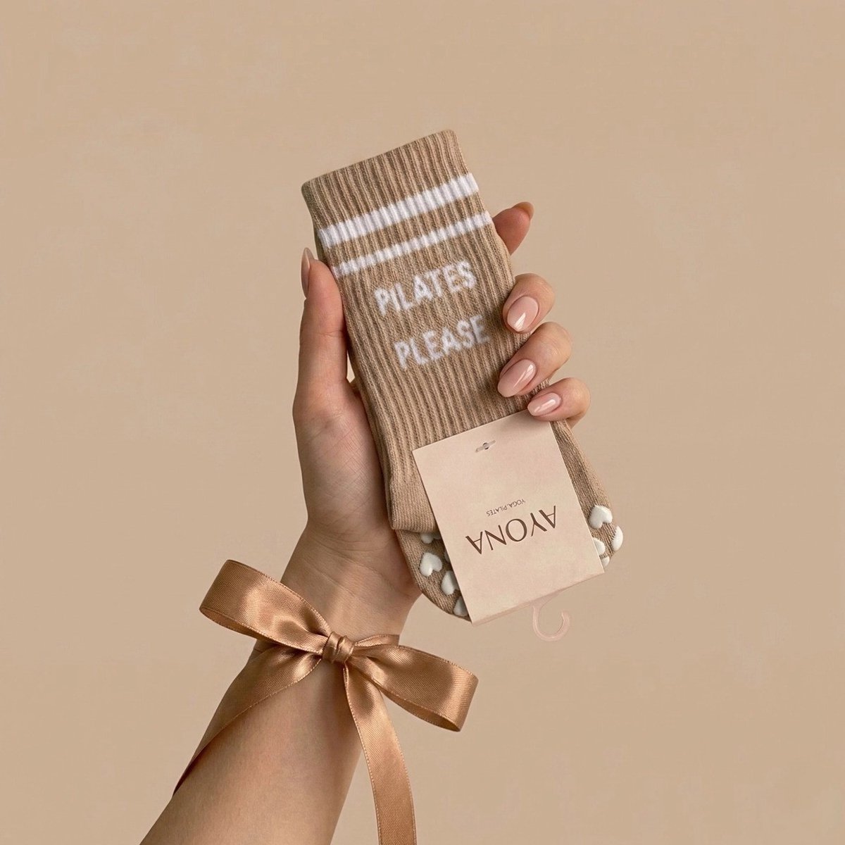 Pilates Sokken Beige - Dames hoge Pilates antislip sokken - Yoga Pilates Sokken met Grip - Antislip Katoenen Sokken - Yoga Sokken - Antislip sokken - Reformer Pilates