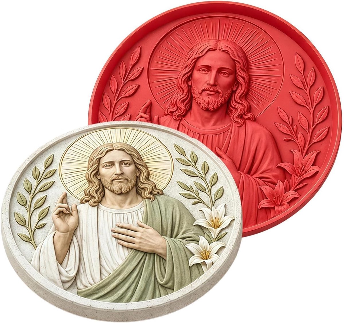 Betonvormen voor trapstenen 30 cm religieuze herbruikbare siliconen vorm