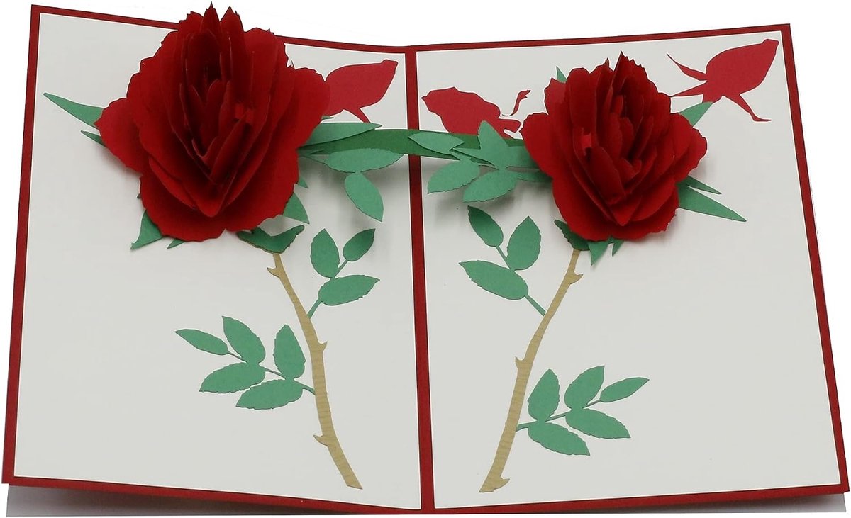 Rozen, rozenboeket, bloemen, moederdagkaart, romantische kaart, 3D-vouwkaart, pop-upkaart, wenskaart, cadeaukaart