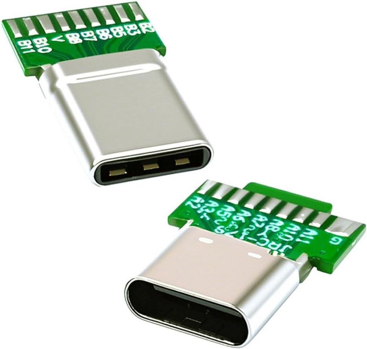 USB C DIY Socket 2pcs - 65W 18 Pin Plug en Bushing Connector - Solder Adapter - Inclusief PCB Board