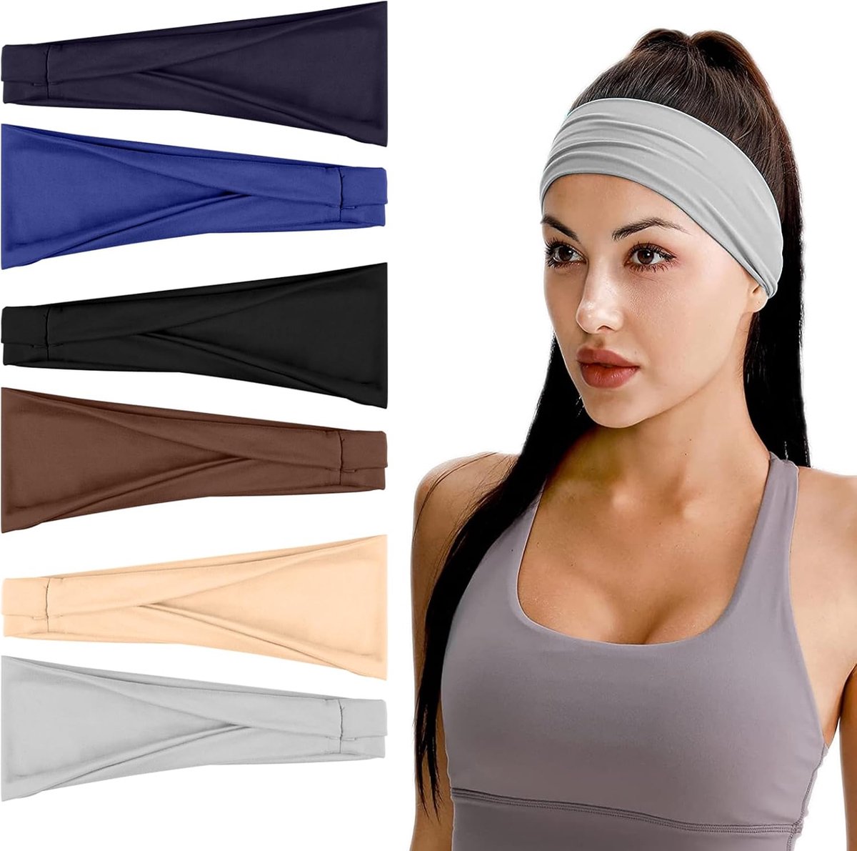 Sporthoofdband 4/6 Stuks - Katoen Stretch - Elastisch - Voor Yoga en Fitness
