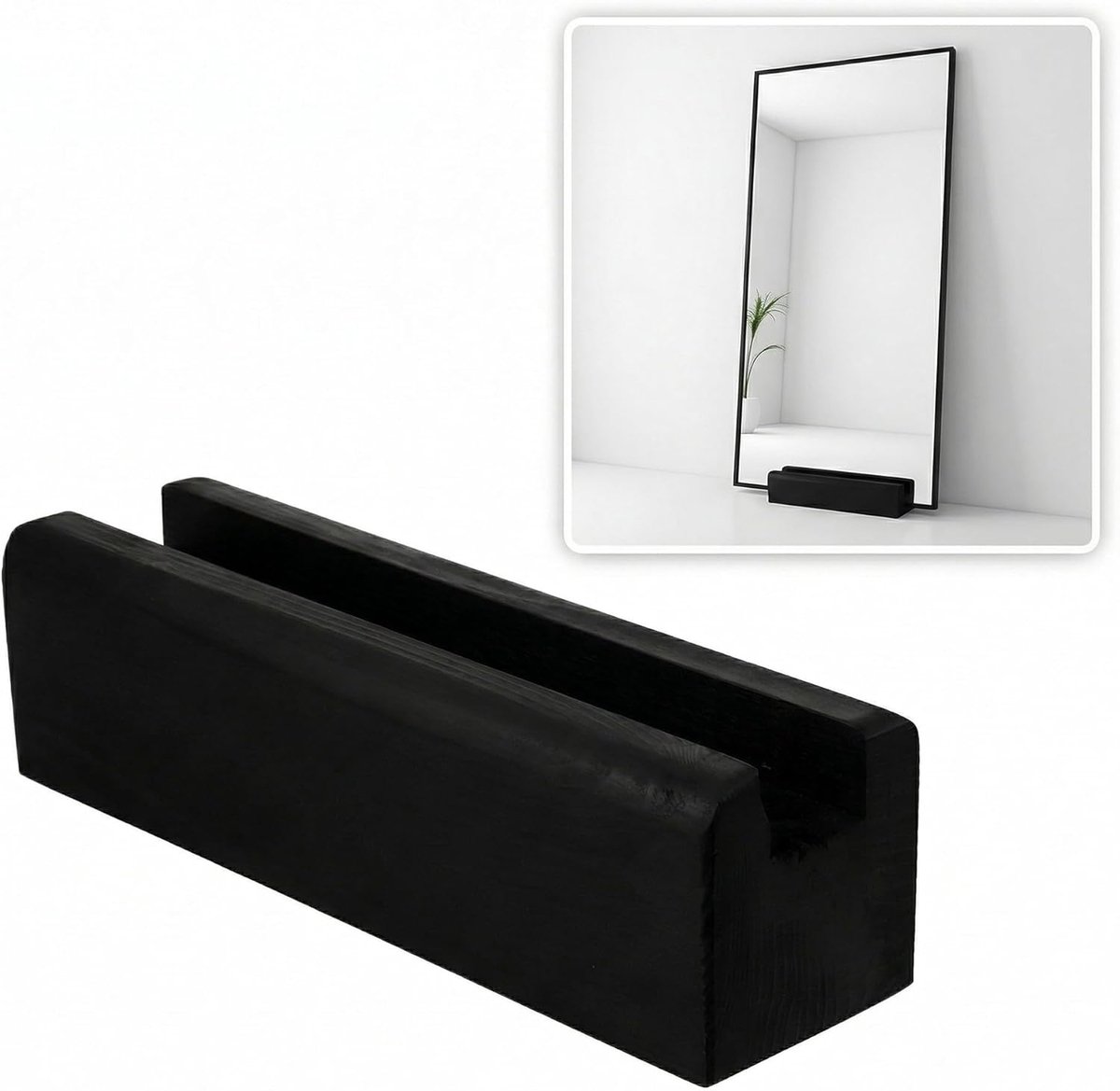 Spiegelstandaard - Volledige lengte - Houten vloeren - Vaste houder - Antislip steun