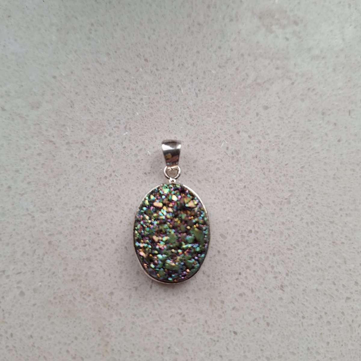 Gemstones-silver natuursteen hanger druzy kristal in 925-sterling zilver